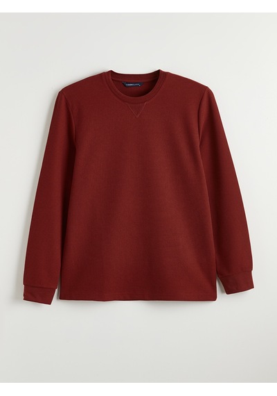 Lcwaıkıkı Classic Kahverengi Bisiklet Yaka Erkek Sweatshirt
