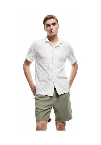 Koton Viskon Cep Detaylı Rayon Beli Bağcıklı Bermuda Chino Şort Haki 5sam40019hw Haki