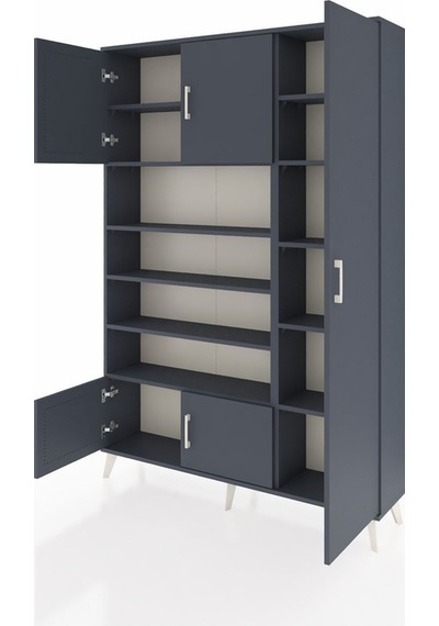 Arges Dolap 11 Raflı 5 Kapaklı 132x30x195 Antrasit-antrasit/antrasit Antrasıt/antrasıt