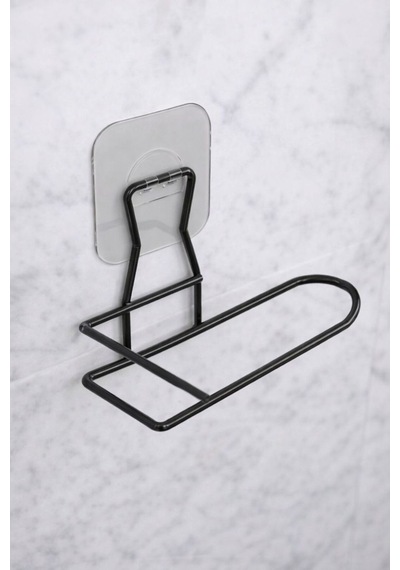 Buççin Online Mağaza Sticker Yapışkanlı Dekoratif Wc Tuvalet Kağıdı Tutacağı Şık Banyo Aksesuarı Wc Kağıtlık Metal Siyah Çok Renkli