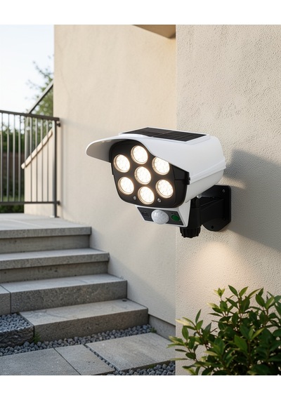 Güneş Enerjili Led Güvenlik Lambası Kamera Tipi Hareket Sensörlü Çok Renkli