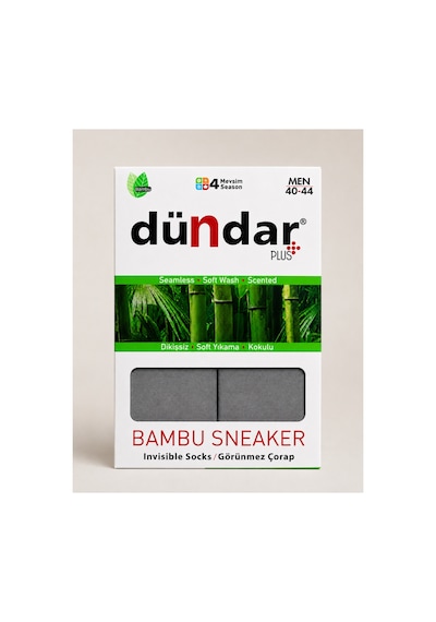 Dündar Çorap 12 Li Erkek Bambu Sneaker 4 Mevsim Nefes Alan Yumuşak Spor Ayakkabı Çorabı Gri