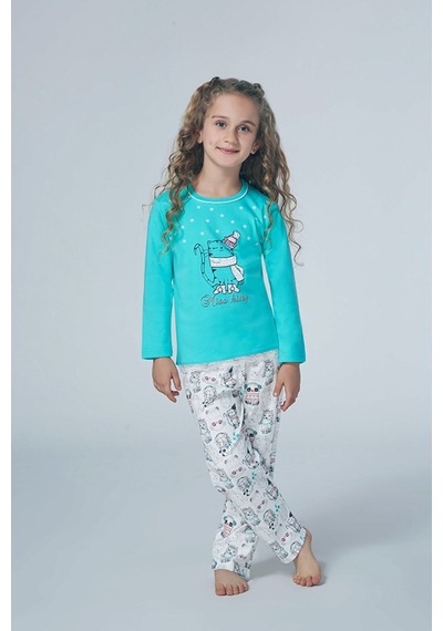 Roly Poly Kız Çocuk Bisiklet Yaka Pijama Takım (2956) (1-4 Yaş)
