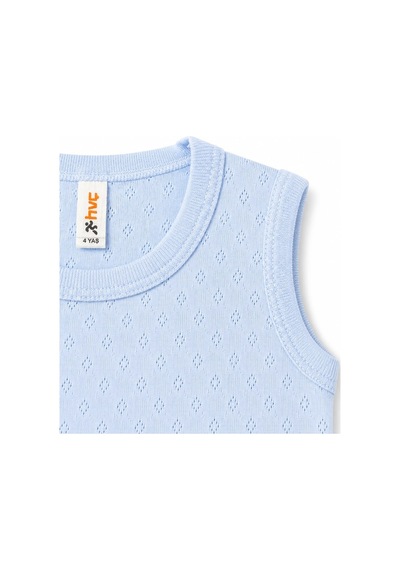 H&c Coolboy H&c 3'lü %100 Pamuk Desenli Jakarlı Kolsuz Bebek Body Zıbın Mavi