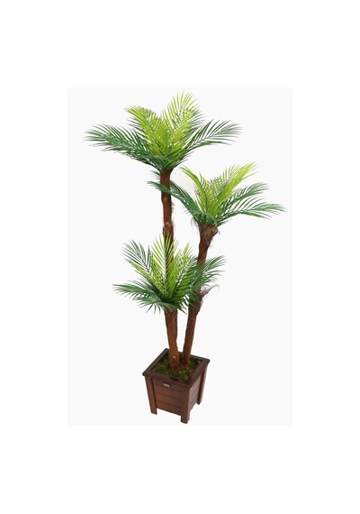 Yapay Çiçek Deposu Yapay Islak Dokulu Fenix Sıkas Ağacı 3 Gövdeli 140 Cm