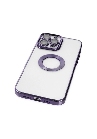 Apple iPhone Uyumlu 14 Pro Max Kılıf Slot Silikon - Mor Düz Renkli