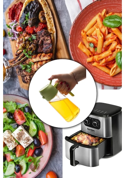 600 Ml Sprey Ve Normal Dökme Yağdanlık Limon Sirke Sos Vs Püskürtücü Çok Amaçlı Cam Sprey Şişe Yeşil Diğer