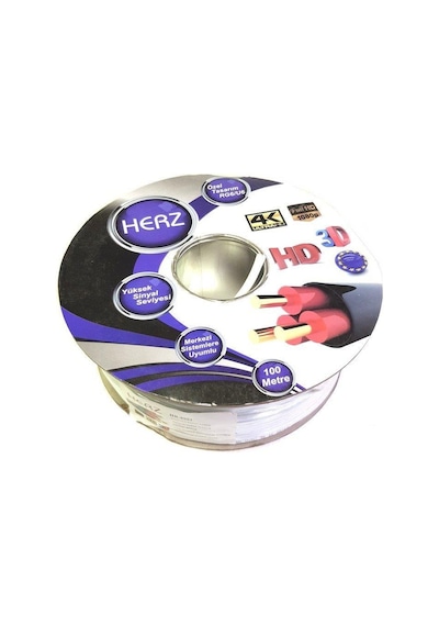 Herz Rg6U6 Uydu Anten Kablosu 100Metre Beyaz 80Tel