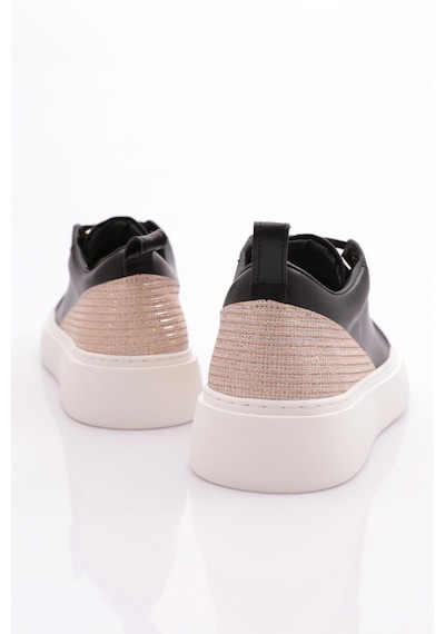 Dgn Es863 Kadin Kalin Renkli Kristal Taşli Sneakers Ayakkabi ES863-2007-R12593 Siyah - Beyaz