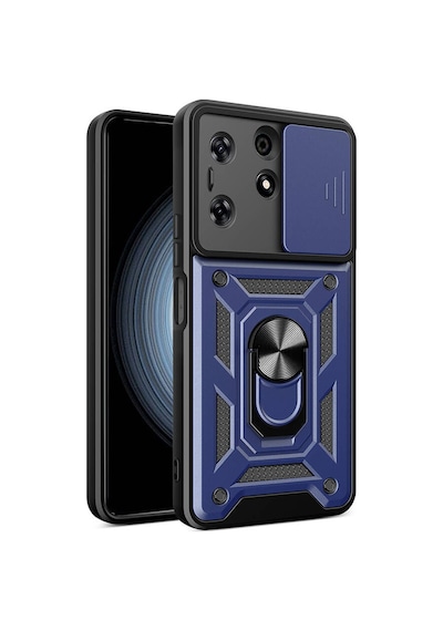 Tecno Spark 10 Pro Kılıf Sürgülü Kamera Koruyucu Manyetik Standlı Tank Koruma Pazarplus Siyah
