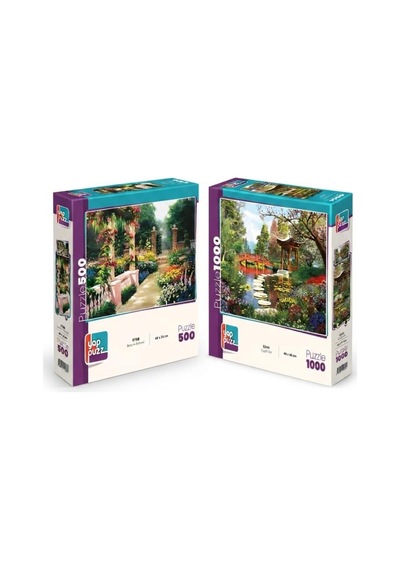 Çiçekli Göl Ve Botanik Bahçesi İkili Set - 1000 + 500 Parça İkili Puzzle Seti