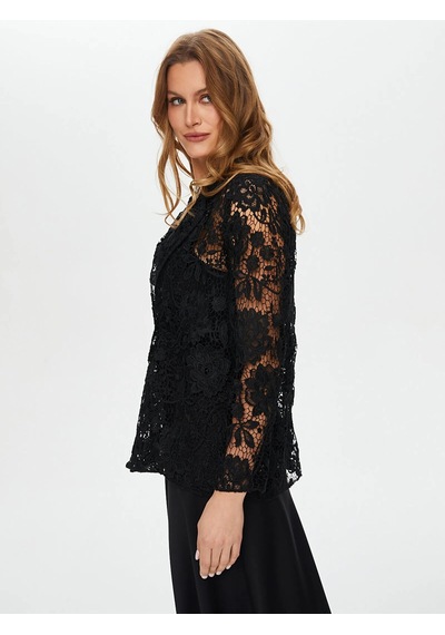 Faik Sönmez Dantel Kadın Blazer Ceket Us26ckt046 Siyah