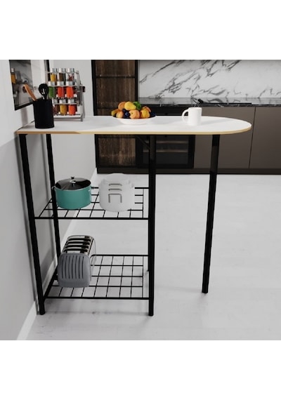 2 Kişilik Mutfak Masası Bar Masa Sandalye Takımı Beyaz 1335