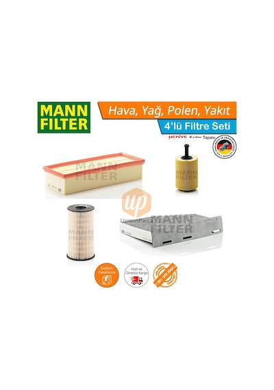 Vw Passat B6 2.0 Tdı Dizel Mann Filtre Bakım Seti 2005-2011 (368407801)