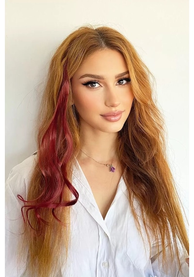 Caş Dekorasyon Yan Çıt Çıt Postiş / Bordo Renk Dalgalı / 50cm- 2 Adet Bordo