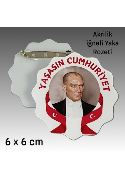 29 Ekim Cumhuriyet Bayramı İğneli Akrilik Yaka Rozeti 8'li Çok Renkli