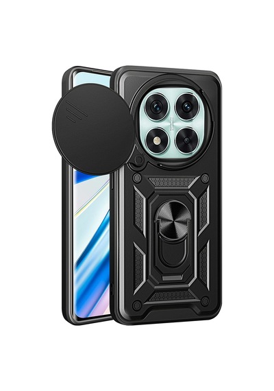 Vendas Xiaomi Redmi Note 14 Pro 5g Kılıf Magnetik Standlı Kamera Korumalı Zore Sürgülü Kapak Siyah