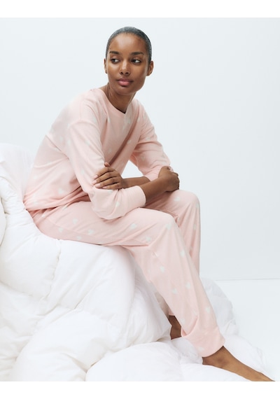 Marks & Spencer Polar Baskılı Pijama Takımı T37004626F Pembe