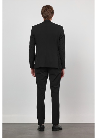 İmza Siyah Kendinden Desenli Mono Yaka 6 Drop Slim Fit Takım Elbise 1001260162