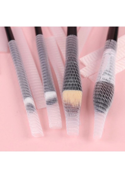 Makyaj Far Allık Kontür Eyeliner Fırça Malzemeleri Ürünleri Koruyucu File Kapak Örgü Kılıf Set 20li Çok Renkli