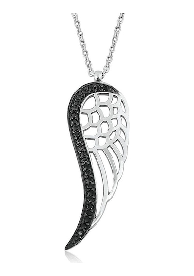Kuyumcudukkani Siyah Zirkon Taşlı Melek Kanadı Kolye-20149-w-blk Beyaz
