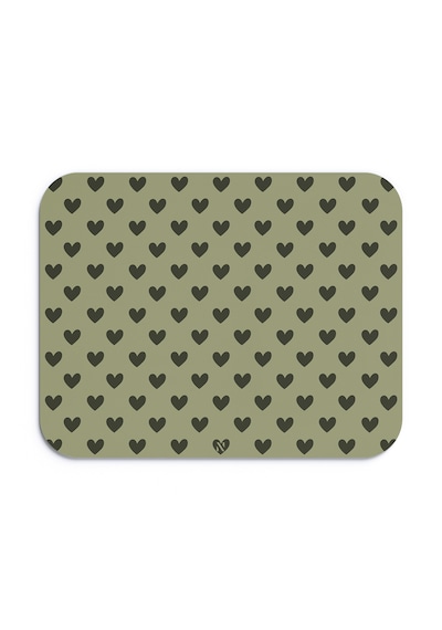 Haki Renkli Kalpli Desenli Ergonomik Mouse Pad, Kaymaz Yüzey İle Ev Ve Ofis Kullanımı İçin İdeal