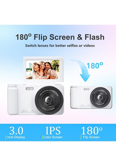 MKN02 4K Ultra HD Dijital Fotoğraf Makinesi Döner Ekranlı Kompakt Kamera-1732