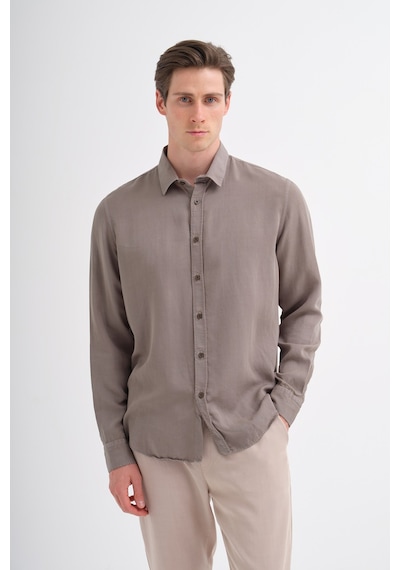 Cazador Erkek Tencel Regular Fit Gömlek Uzun Kol 20610 Haki