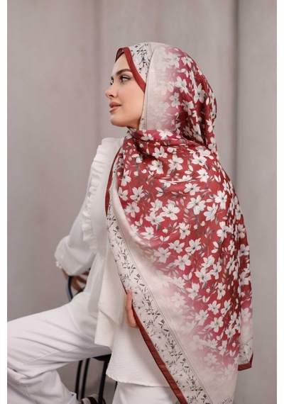 Mimiyum Flora Desen Soft Şal Bordo Ekru Çok Renkli