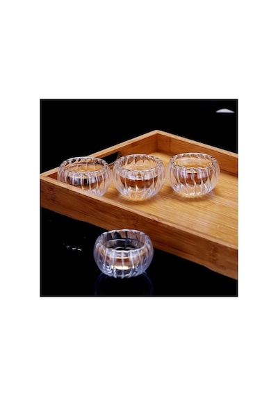 Cam Sosluk 6'li Set - Şeffaf Çift Cidarlı Cam Sunum Kapları Diğer