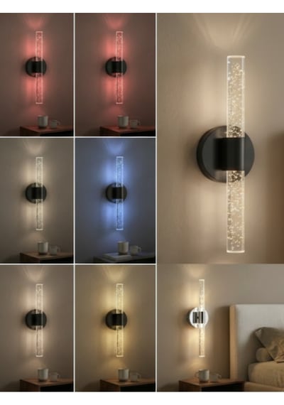 Bhbackhome Bubbleflux Medium Şık Tasarım Modern Ledli Aplik 31 Cm Rgb Siyah Elektrikli Kumandalı Siyah