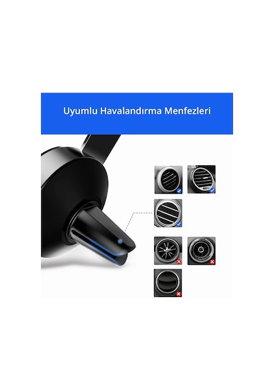 Mekanik Araç İçi Telefon Tutucu Siyah 2 Mixed