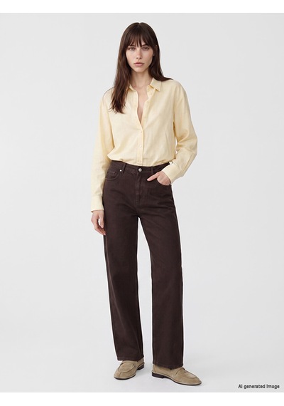 Lcw Vision Sarı Oversize %100 Pamuklu Kadın Gömlek
