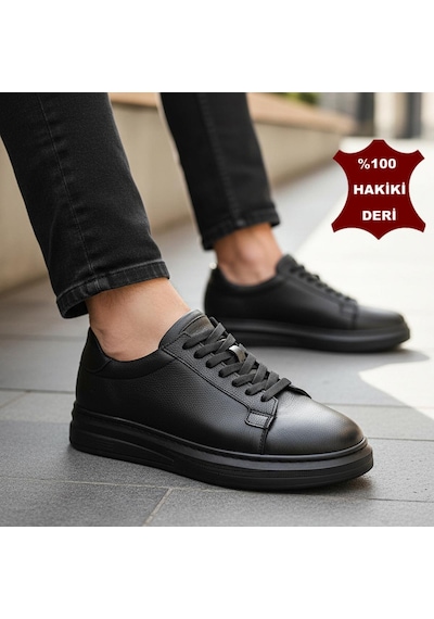 Ispartalılar 76 Tam Ortopedik Taban Hakiki Deri Günlük Erkek Ayakkabı Casual Erkek Ayakkabı Sneakers Siyah