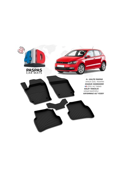 Vw Polo 6r 4d Araca Özel Havuzlu Kauçuk Paspas 2009-2017