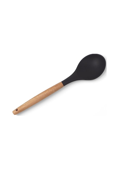 Deconox Bambu Saplı Silikon Servis Kaşığı, Bambu Uzun Silikon Servi Kaşığı 28cm 3 Renk Seçenekli, Yemekleriniz