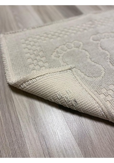 Pamuk Kilim Dokuma Süper Emici Banyo Ayak Paspası &amp Havlusu 40x60 Cm, Bej Diğer
