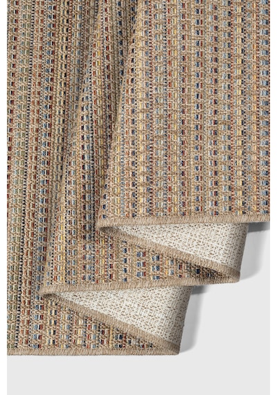 Rio Serisi 7911a Modern Sisal Dokuma Renkli Çizgili Halı - İskandinav Tarz Hasır Kilim - Antialerjik Leke Tutmaz Krem