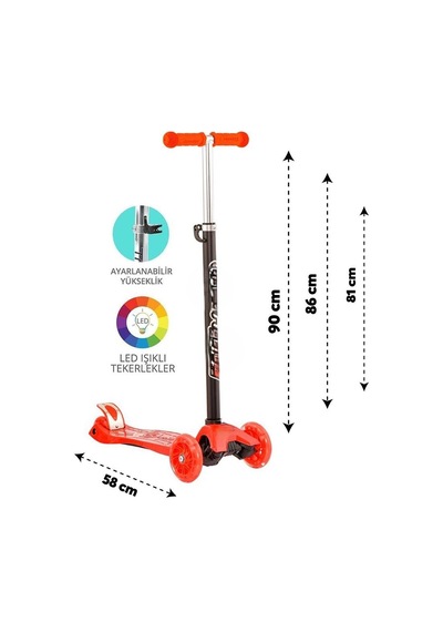 Kırmızı Twist Işıklı Scooter Kırmızı Diğer