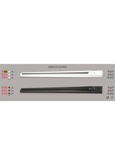 Cata Ct-9720 Monofaze Ray Siyah 1 Metre Spot Led Ray Armatür Için