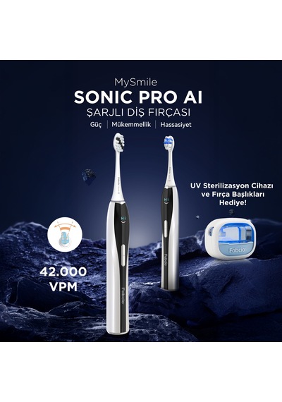 Fabcio Mysmile Sonic Pro Aı Şarjlı Diş Fırçası Beyaz + Diş Mine Bakım Serumu Hediye