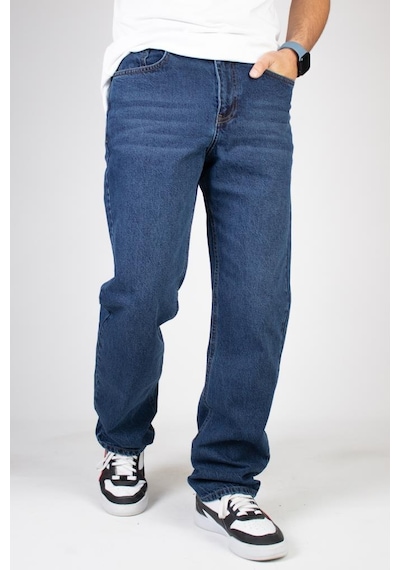 HLT Jeans Erkek Mavi Baggy Fit Bol Kesim %100 Pamuk Denim Loose Jeans Kot Pantolon Leo 001