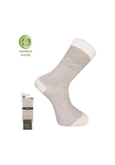 Bambu Erkek Çorabı - Tumaniş - Krem 17104-r7 Çok Renkli