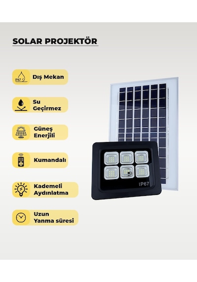 60w Solar Projektör Ip67 Beyaz Işık Su Geçirmez - Dış Mekan 1 Adet 97302477