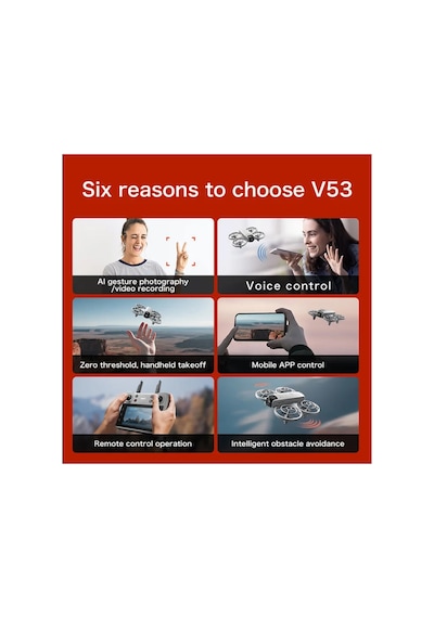 4d-v53 Aı Hareket Kontrollü Çift Kameralı Akıllı Engel Tanıma Özellikli Drone 18 Dk Uçuş