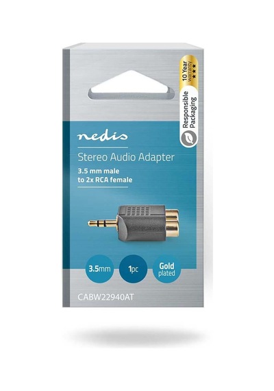 3,5 Mm Erkek - 2x Rca Dişi Altın Kaplama Stereo Çevirici