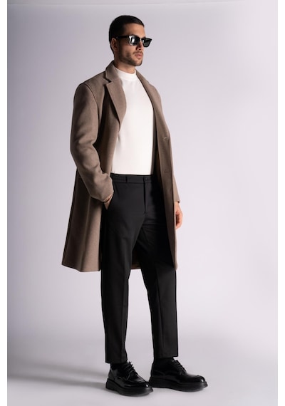 Beli Yarım Lastikli Chino Slim Fit Crop Pantolon Siyah Siyah