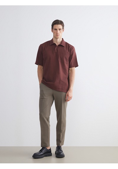 Lcw Vision Bordo Regular Fit Kısa Kollu Oxford Erkek Gömlek