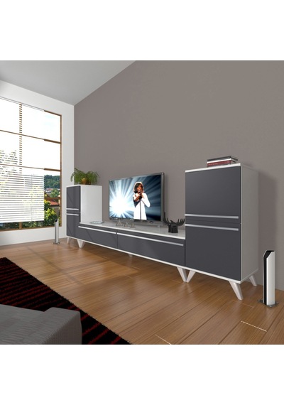 Decoraktiv Eko On2 Mdf Std Retro Tv Ünitesi Tv Sehpası Beyaz - Antrasit