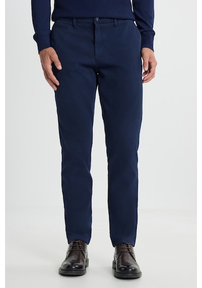 AC&Co / Altınyıldız Classics Erkek Laci Pamuklu Slim Fit Dar Kesim Armürlü Yan Cep Esnek Casual  Pantolon Lacivert